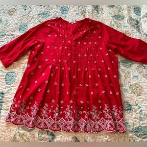 Woman Within, beautiful smocked and embroidered top. Really pretty!!
